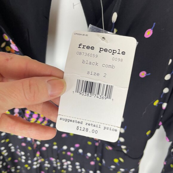 Free People Coryn Print Dress, backless sz 2 - Picture 10 of 10